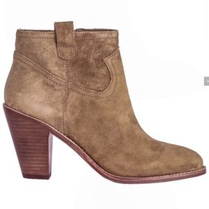 Ash Ivana Suede Russet Brown Cowboy Western Ankle Booties Size 39